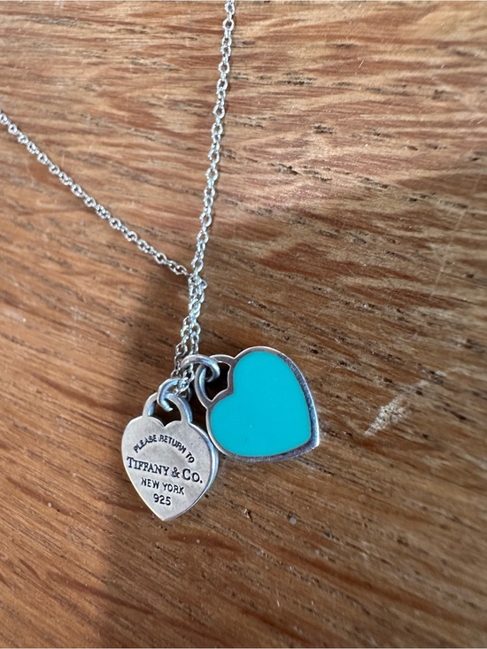 Tiffany & Co. Jewelry - Tiffany & Co. Silver Necklace with Turquoise and Silver Heart Pendants